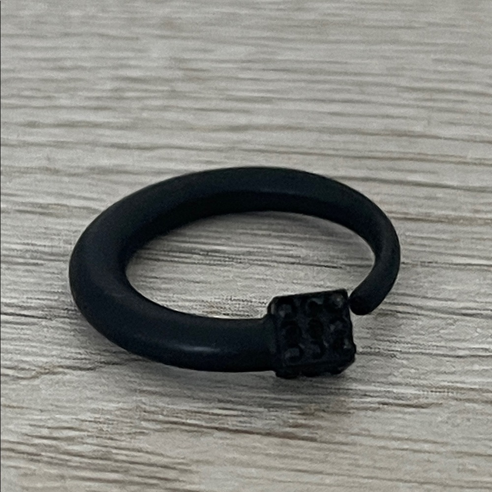 Black Toe or Pinkie Ring with Crystal Detail